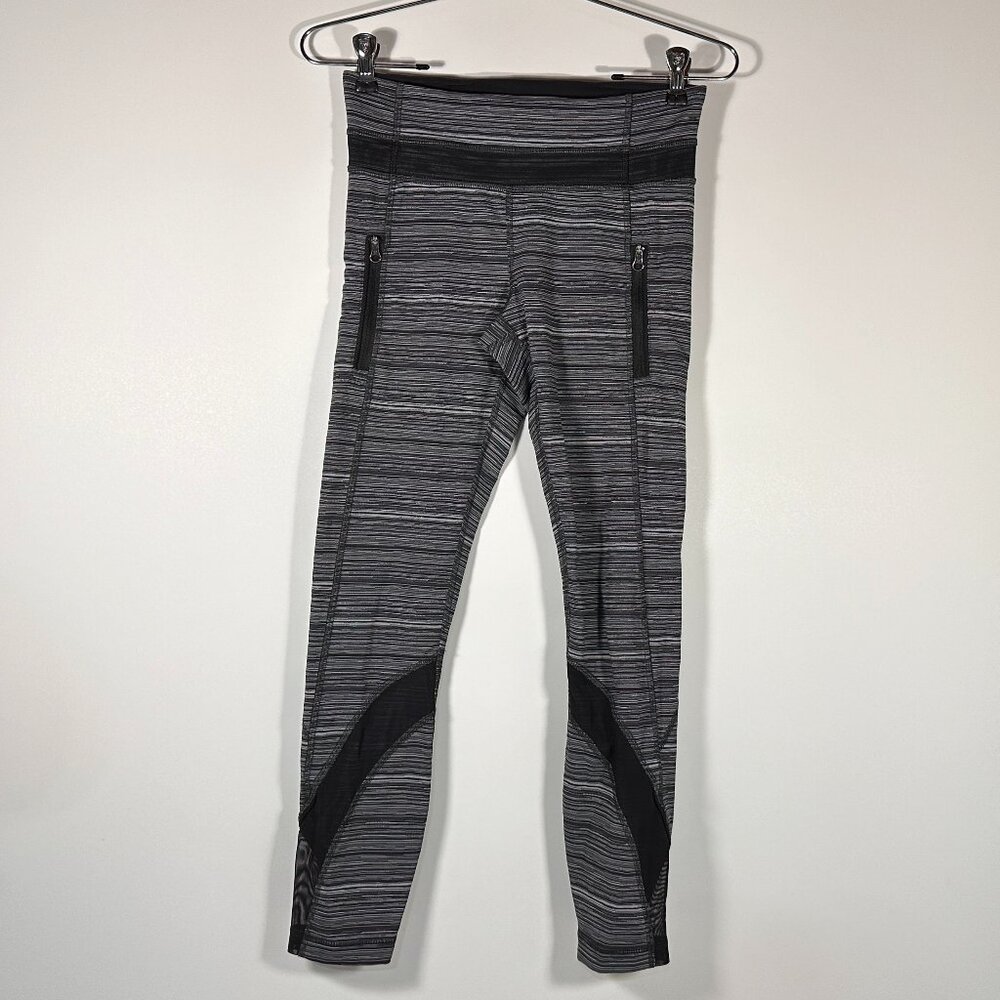 Lululemon Gray Striped Athletic Leggings Women Size 4